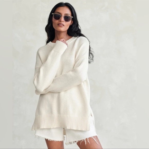 Jenni Kayne Sweaters - Jenni Kayne Cotton Boyfriend Sweater Ivory White Size Small